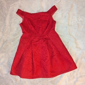 Ark & Co Ladies Red Formal Party Off Shoulder Pleated Fit Flare Zip Dress Sz L